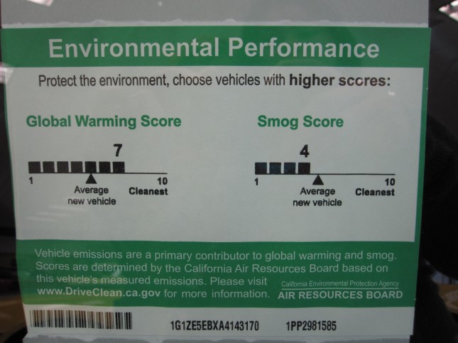 Environmental Performance Sticker 